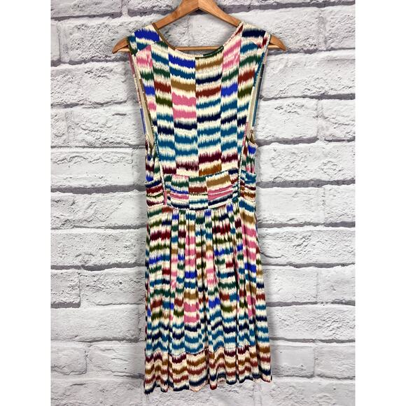 MAEVE Women's S Multi Color Rainbow Earth Tone Ikat Fit & Flare Sennebec Dress - Picture 4 of 11